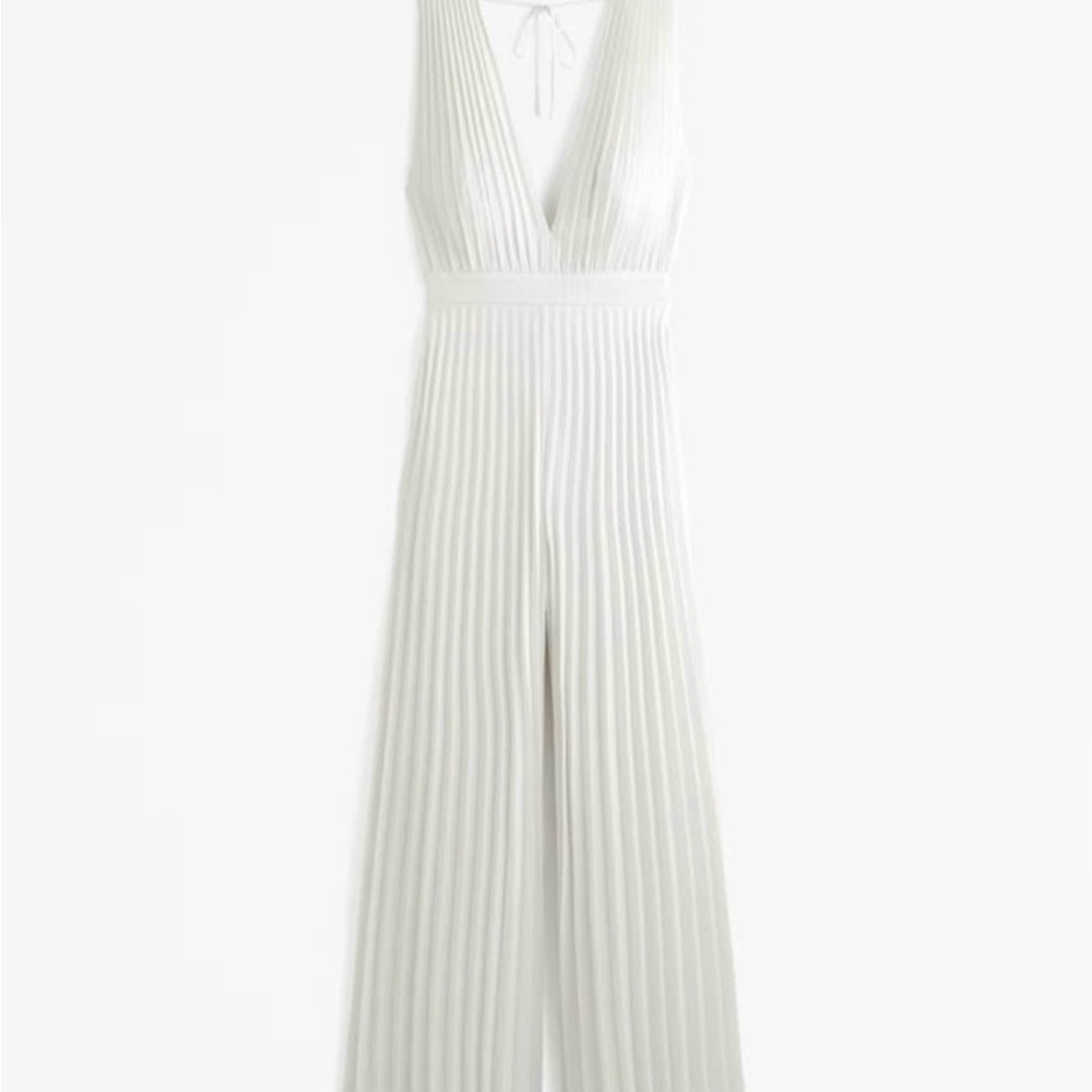 Abercrombie & Fitch Giselle Cream Pleated Jumpsuit
